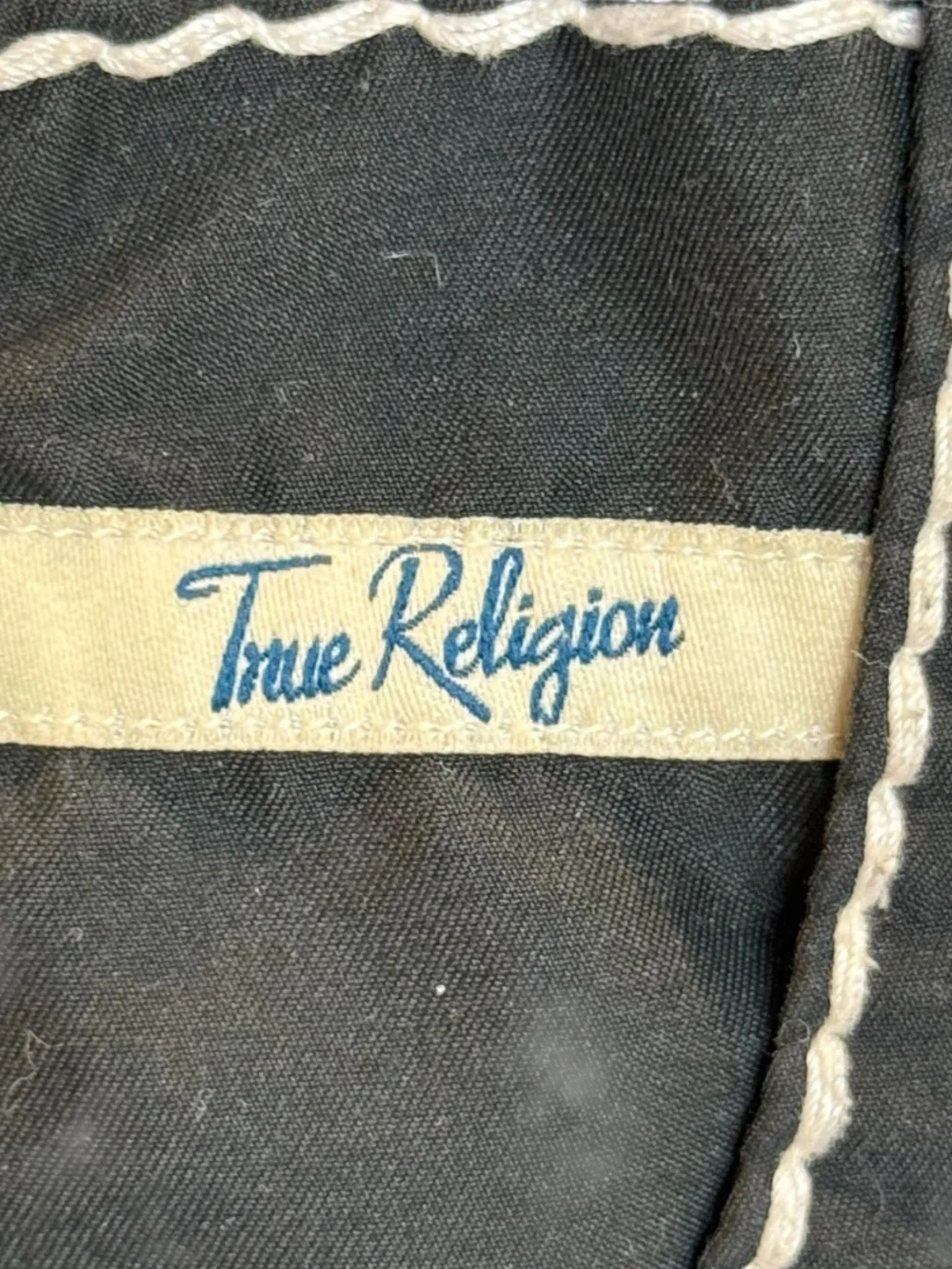 True Religion Men’s Black Swim Trunks White Stitching